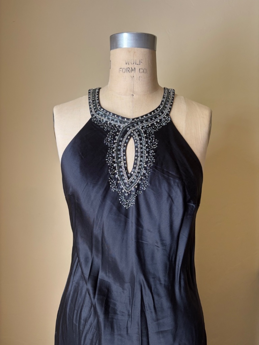Vintage Y2K VICTORIA'S SECRET 100 SILK Low Back Halter SLIP DRESS Embroidered SM - Picture 4 of 11